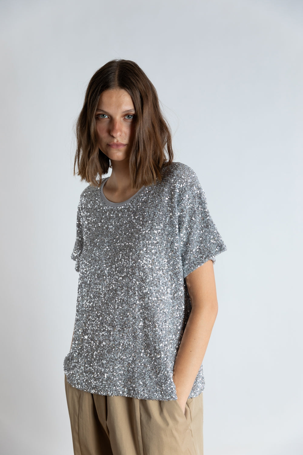 SEQUIN T-SHIRT | SILVER