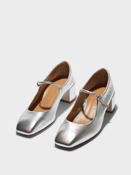 ALINE LAMINATED NAPPA LEATHER | SILVER