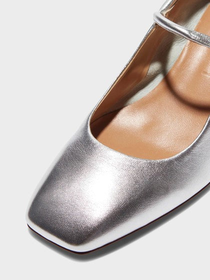 ALINE LAMINATED NAPPA LEATHER | SILVER