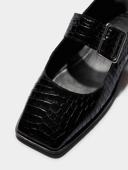 SUNNY CROC PRINT CALF LEATHER | BLACK