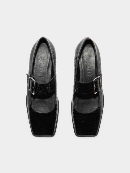 SUNNY CROC PRINT CALF LEATHER | BLACK