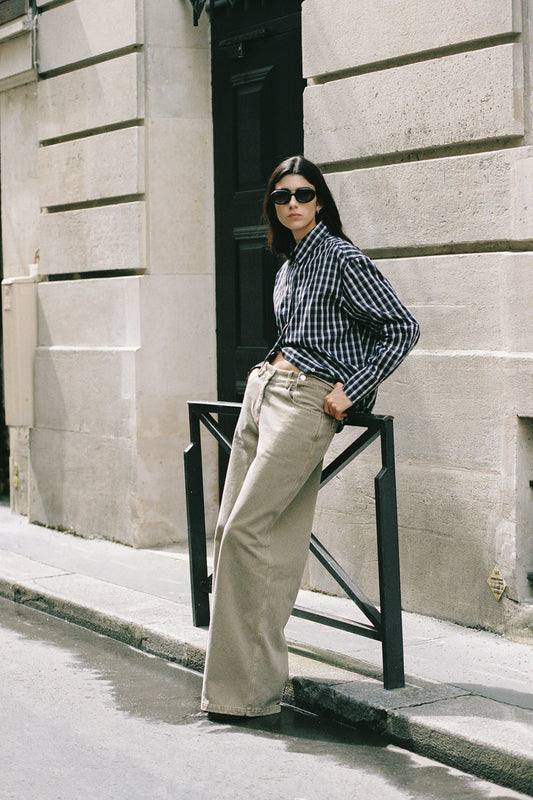 NAVY-BROWN CHECK / 34