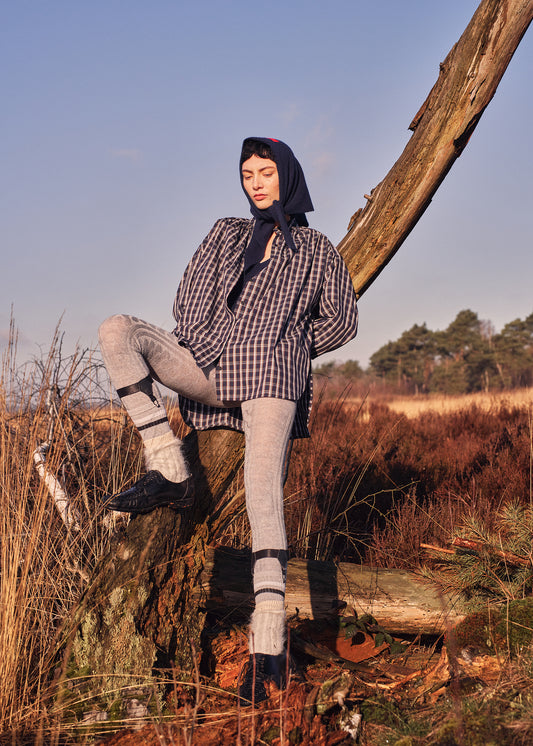 NAVY-BROWN CHECK / 34