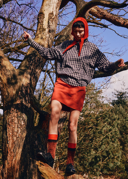 NAVY-BROWN CHECK / 34