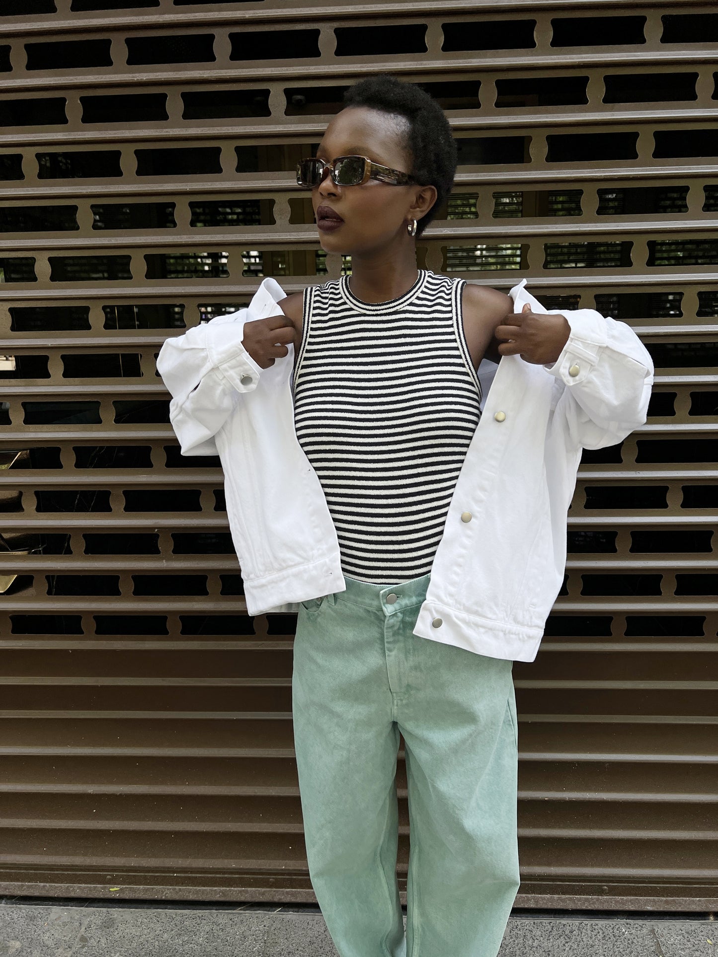 TONGA top | ECRU-NAVY STRIPES