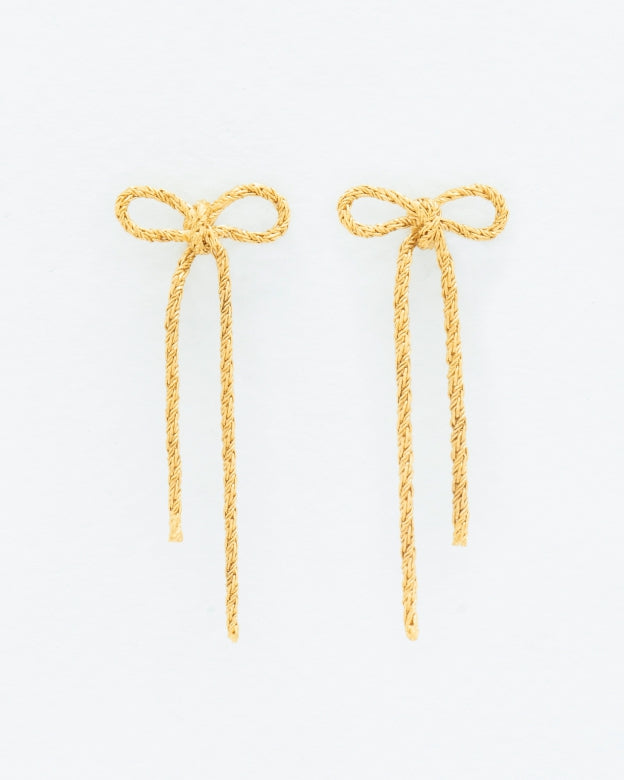 THIN STUD EARRINGS WITH RIBBON | GOLD
