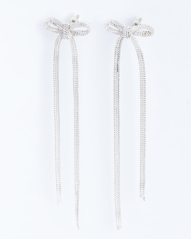 MEDIUM STUD EARRINGS WITH RIBBON | SILVER