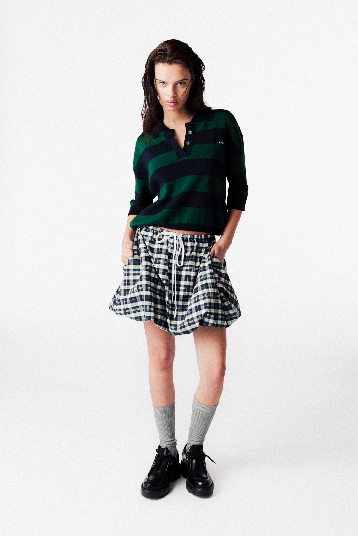 JEAN 3/4 SLEEVE KNITTED POLO