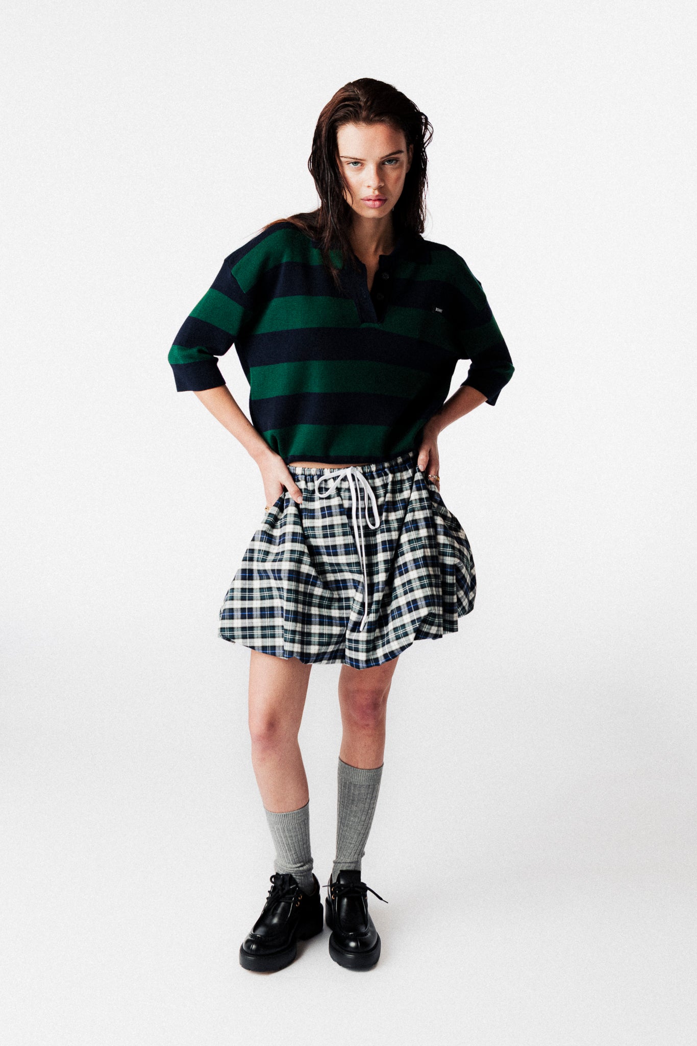 JEAN 3/4 SLEEVE KNITTED POLO