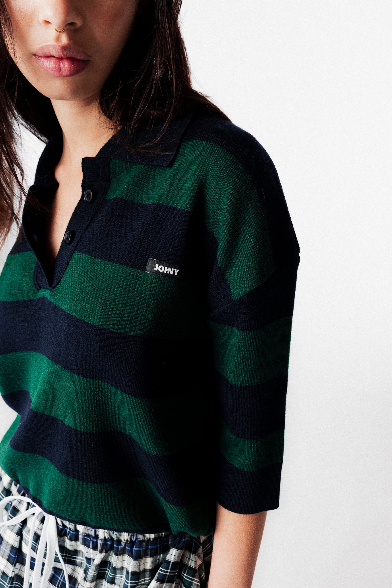 JEAN 3/4 SLEEVE KNITTED POLO