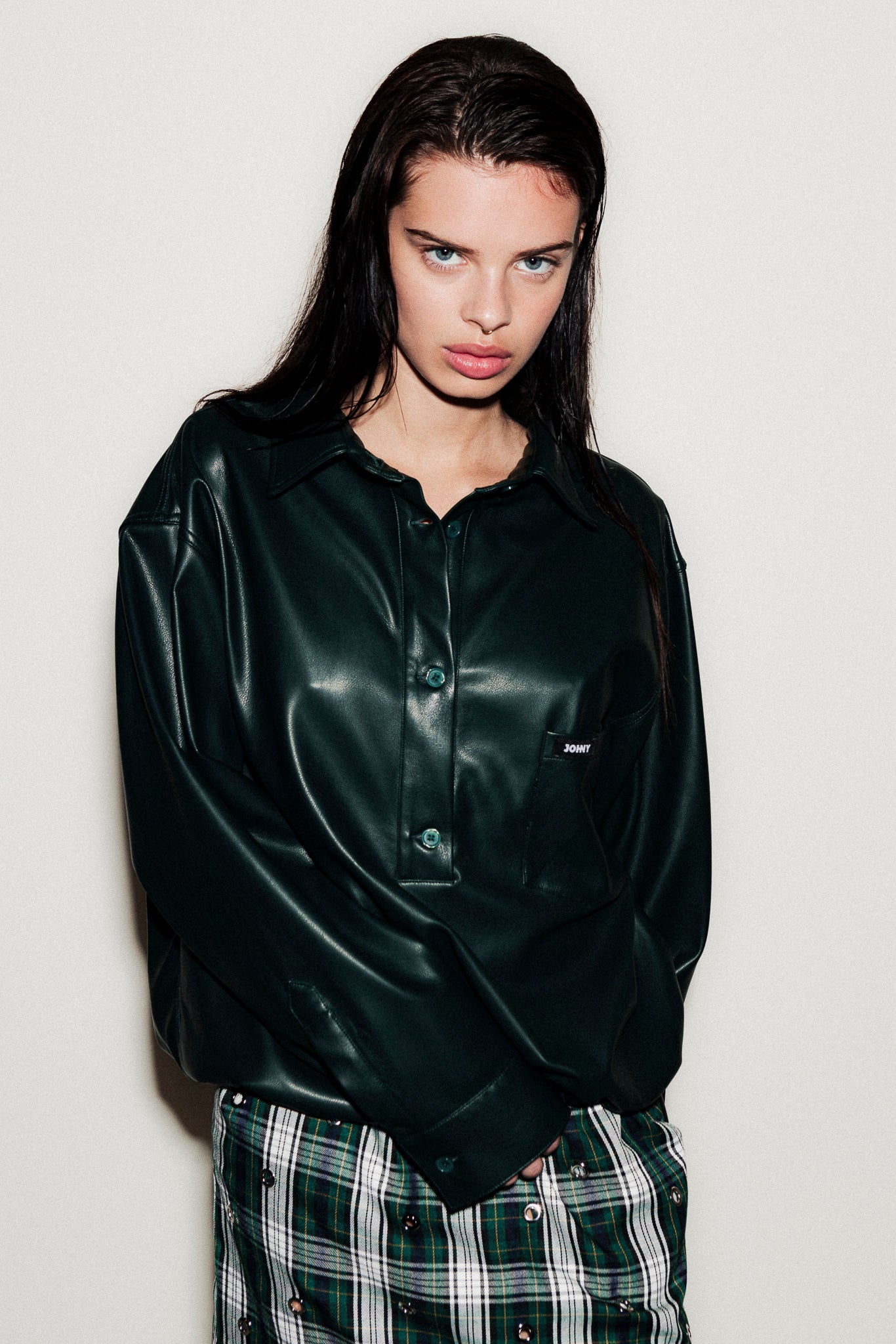 MADDOX VEGAN LEATHER BLOUSE