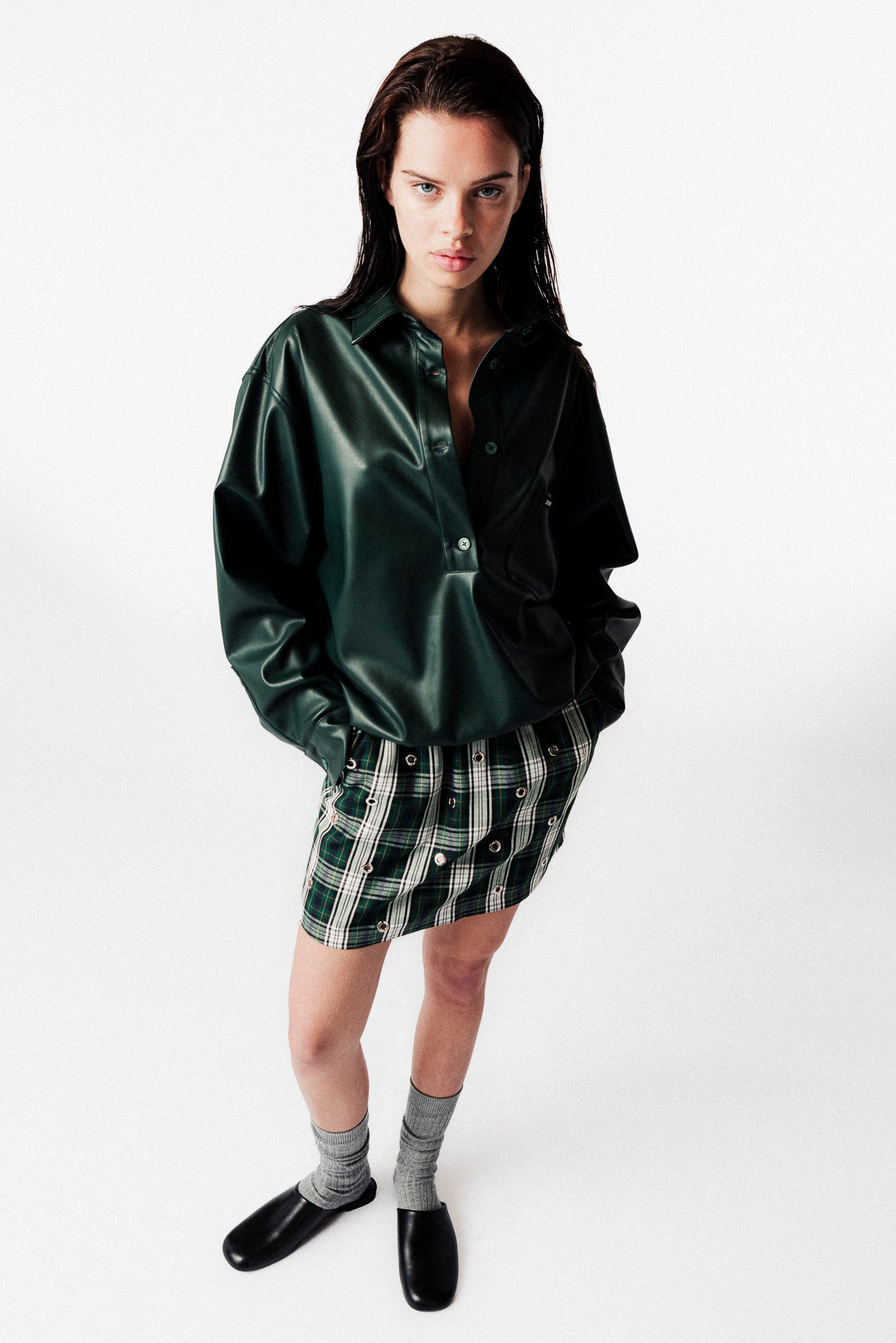 MADDOX VEGAN LEATHER BLOUSE