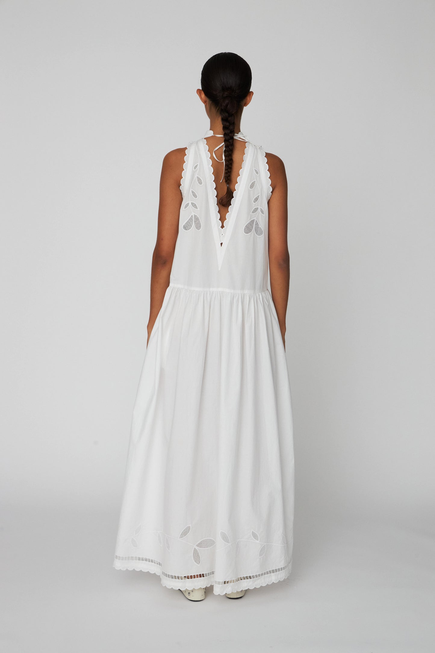 EMBROIDERY ANGLAISE MAXI DRESS | OFF-WHITE