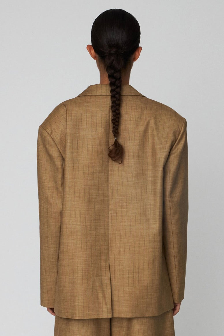 PIN STRIPED BLAZER | KHAKI