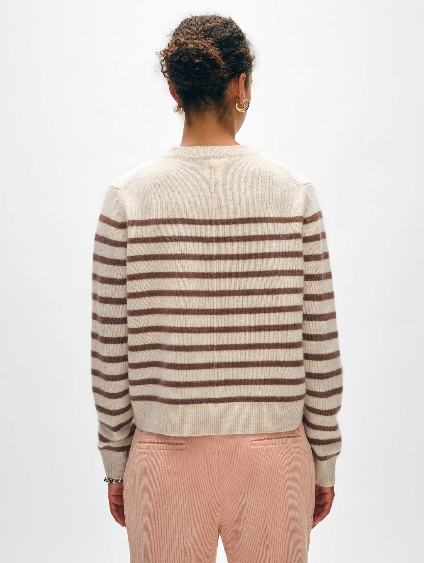 CASHMERE STRIPED CREW | BROWN STRIPES