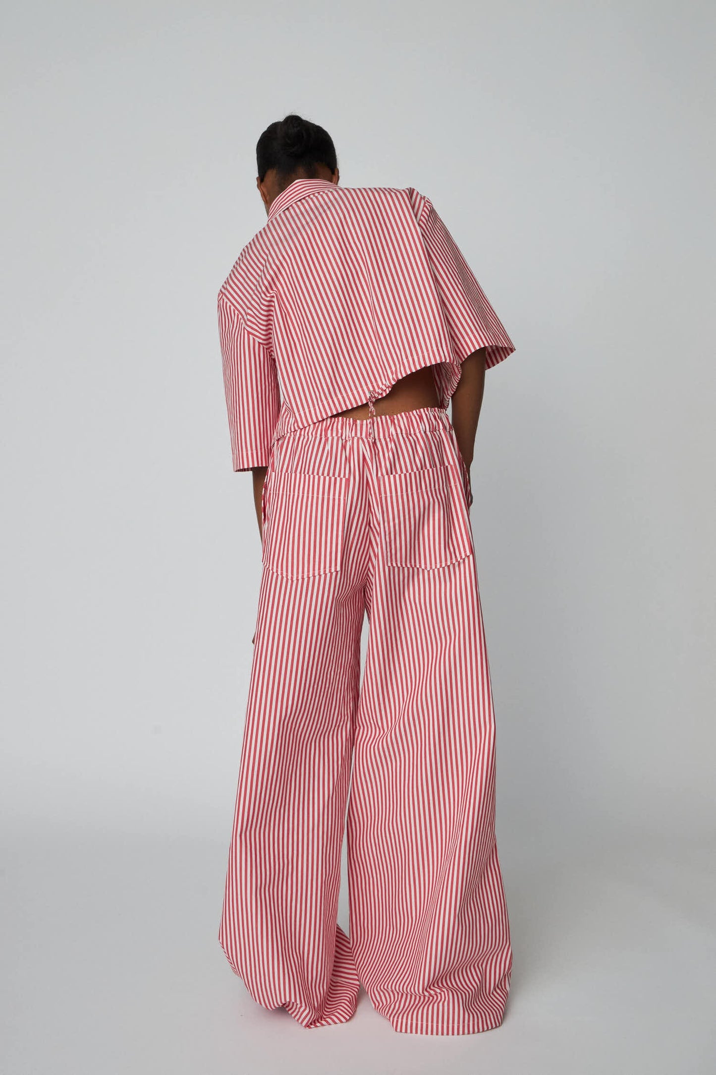OVERSIZED STRIPED COTTON PANTS | RED