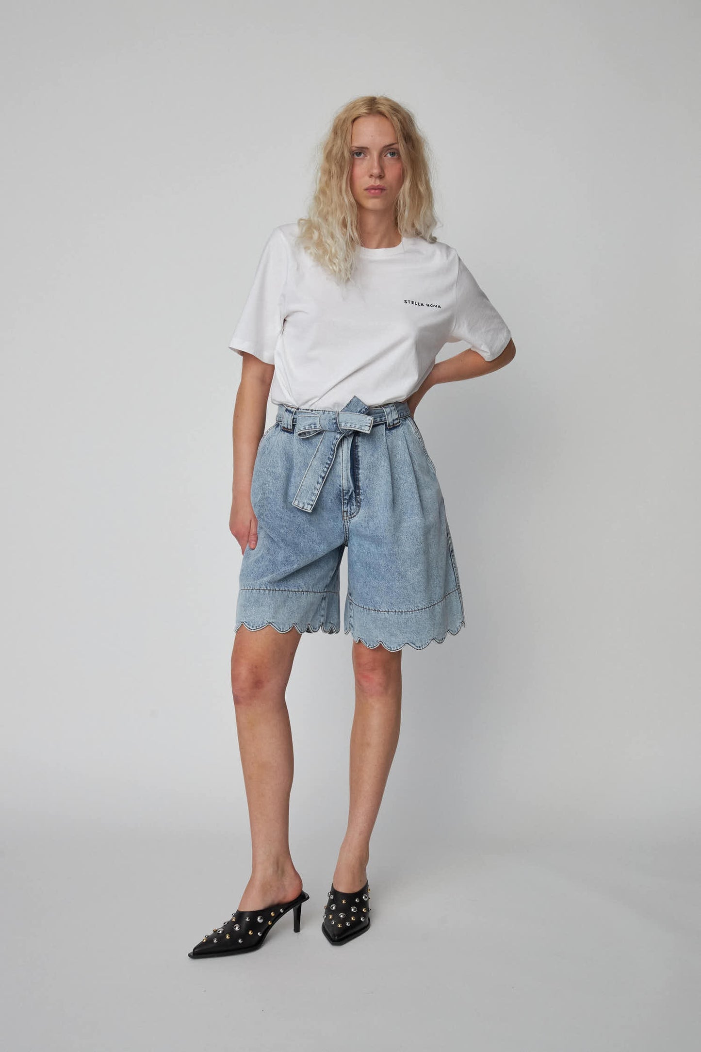 MOON WASHED DENIM SHORTS | DENIM BLUE