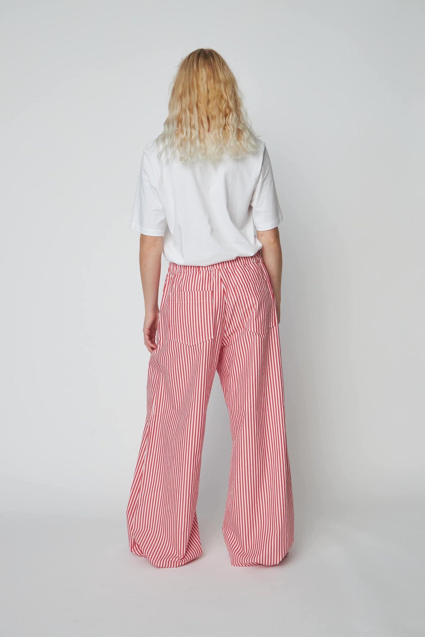 OVERSIZED STRIPED COTTON PANTS | RED