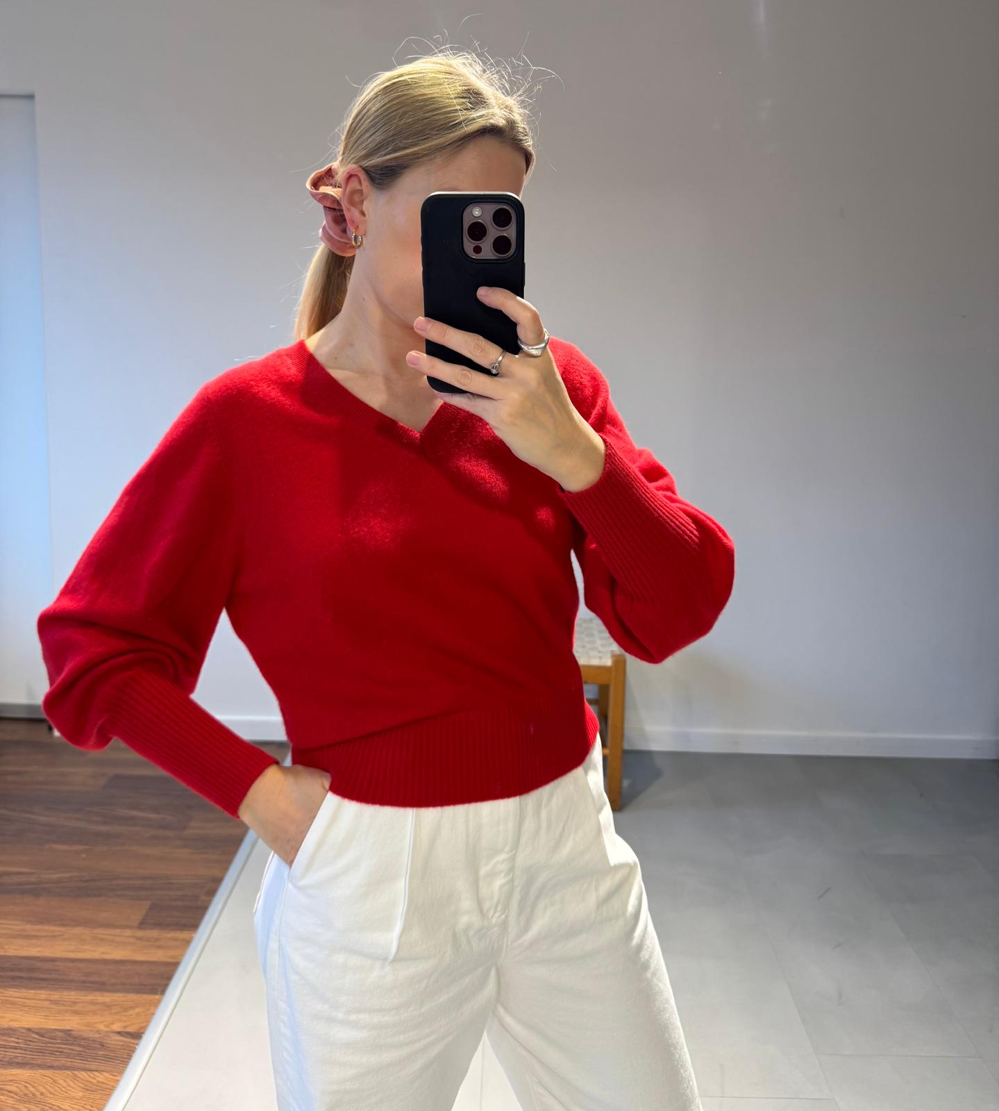 CASHMERE V NECK | RED