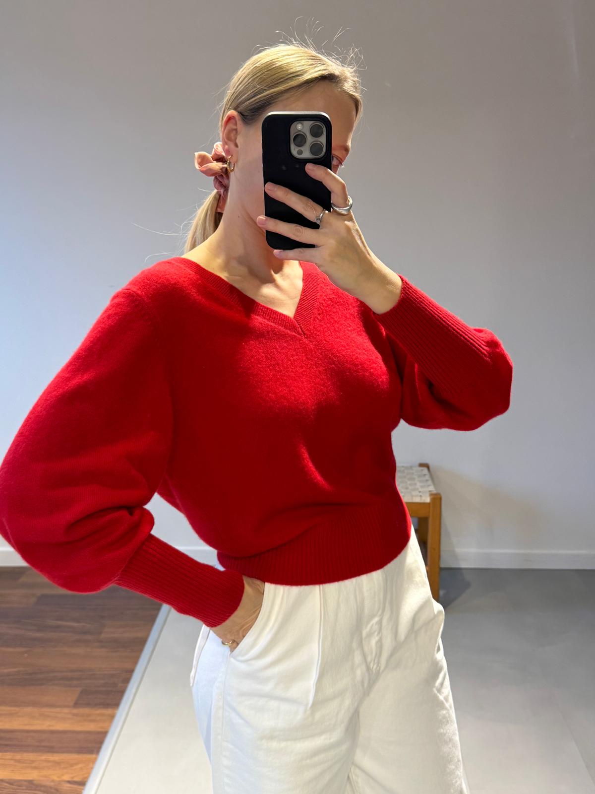 CASHMERE V NECK | RED