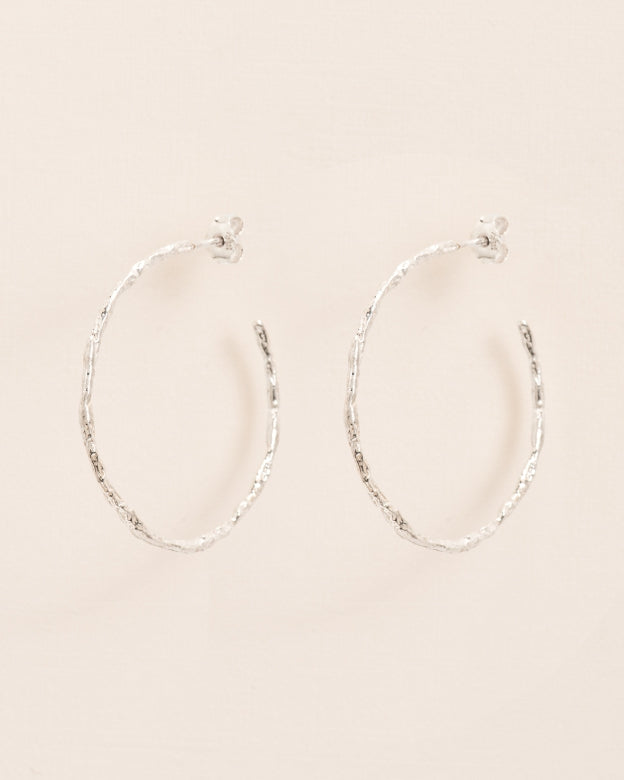 BIG ORGANIC HOOP EARRINGS | SILVER