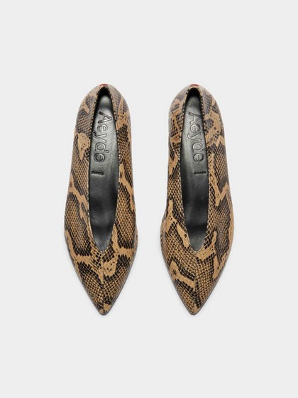 MOA SNAKE PRINT CALF LEATHER | LATTE BEIGE