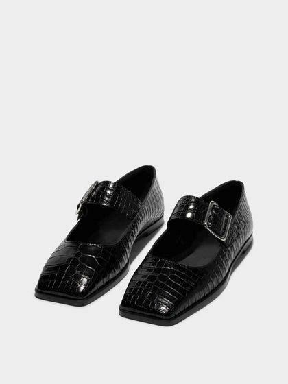 SUNNY CROC PRINT CALF LEATHER | BLACK