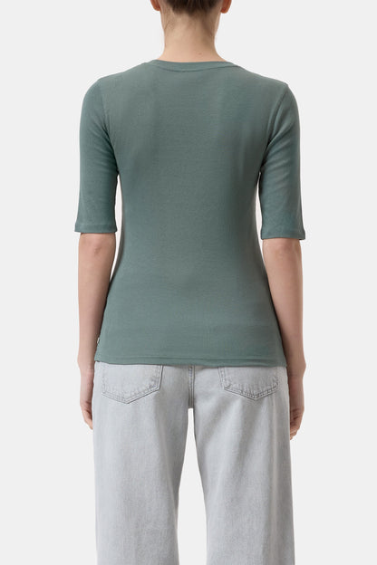 CREWNECK SHORTSLEEVE | GREYISH GREEN