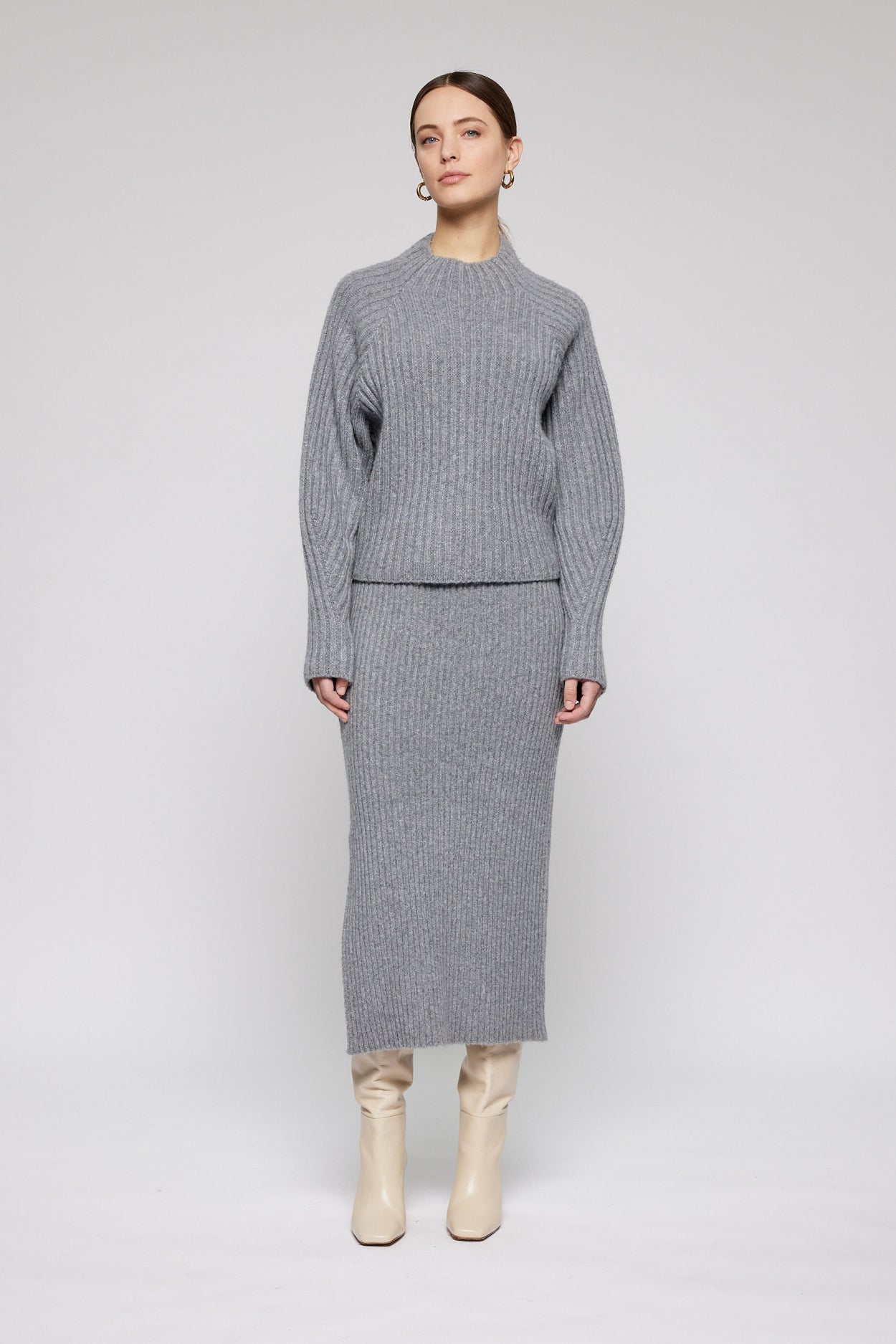 KURE knitted skirt | LIGHT GREY