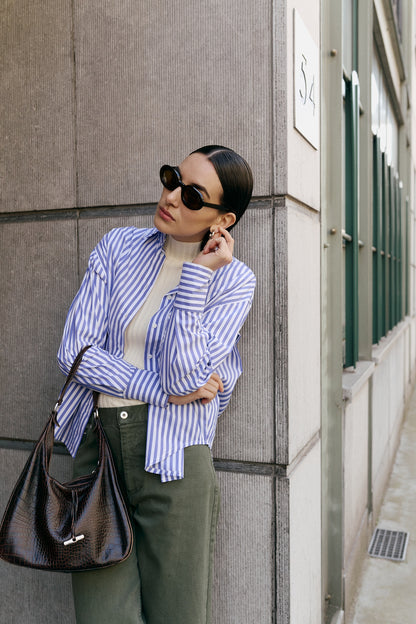 BENEDICT blouse | WIDE BLUE STRIPES