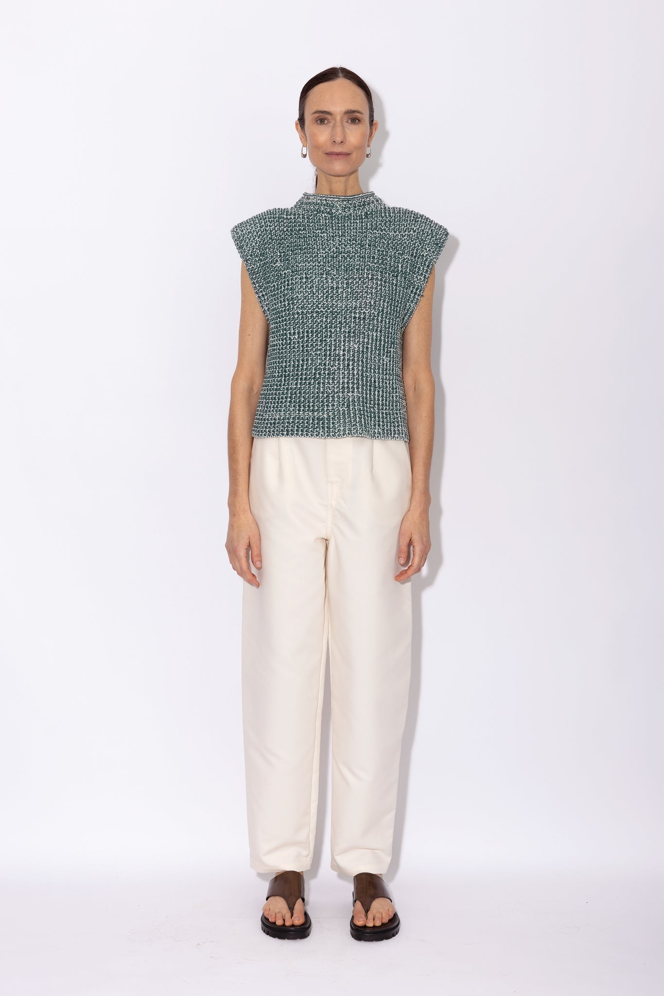 KEIZER knitted top | WHITE-GREEN