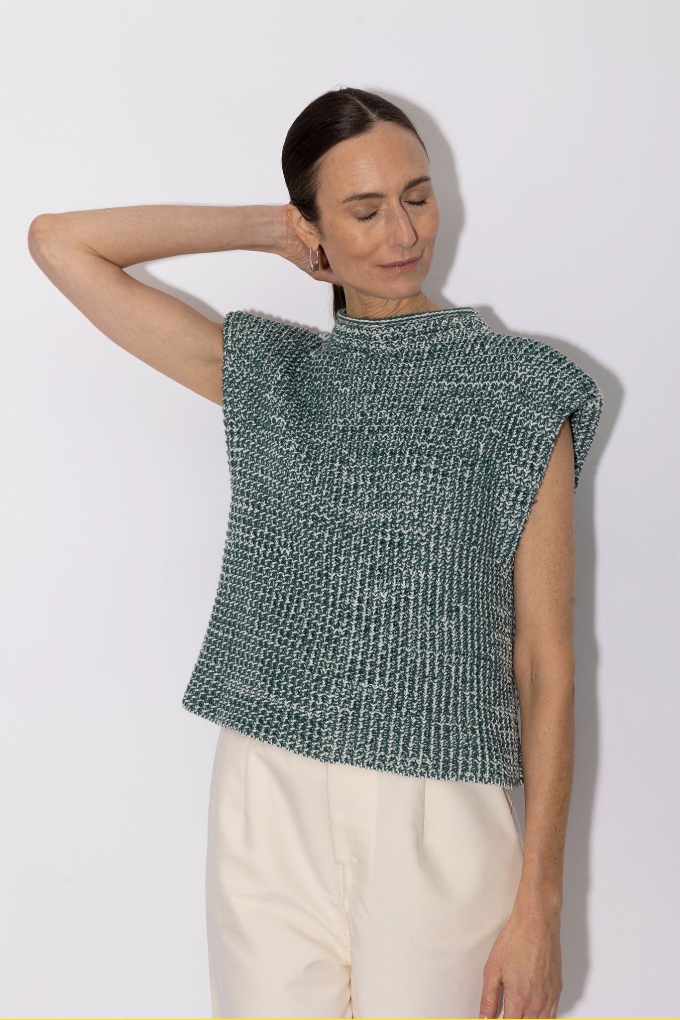 KEIZER knitted top | WHITE-GREEN
