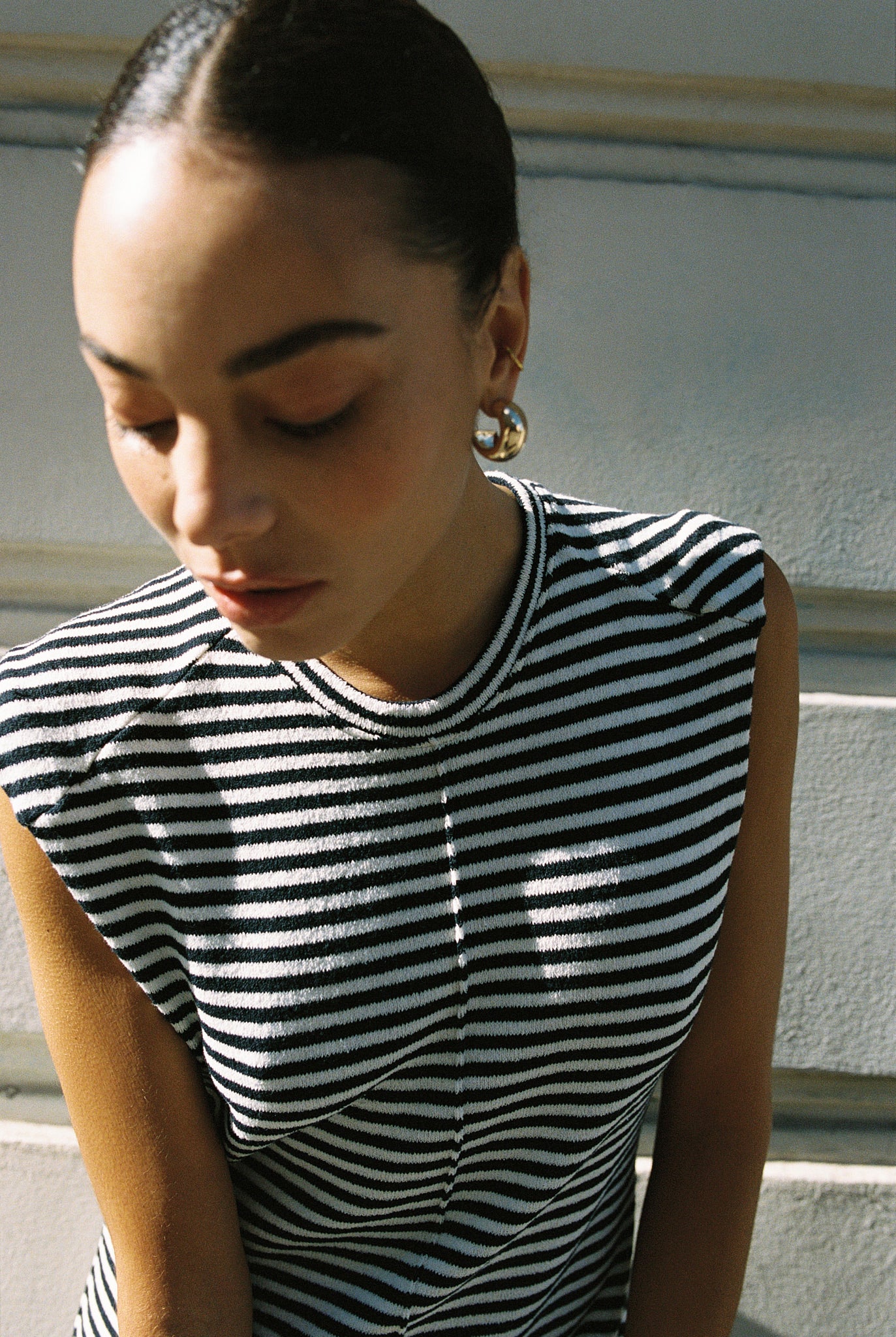 DIEGOTTE dress | ECRU-NAVY STRIPES