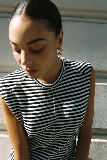 DIEGOTTE dress | ECRU-NAVY STRIPES