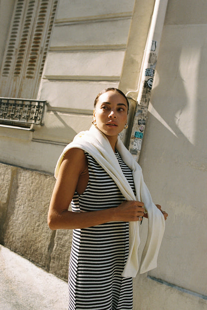 DIEGOTTE dress | ECRU-NAVY STRIPES