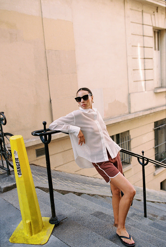 PIPPA shorts | DARK BLUSH-ECRU