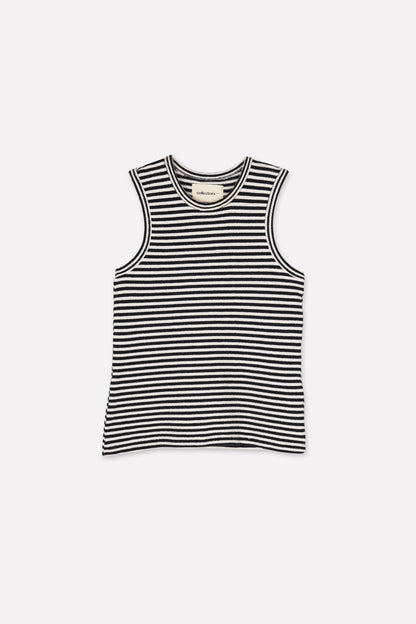 TONGA top | ECRU-NAVY STRIPES