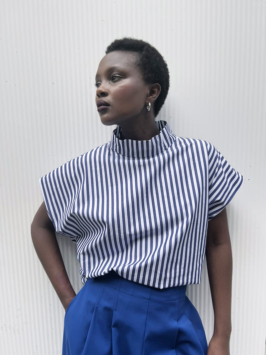 TUBA top | WIDE BLUE STRIPES