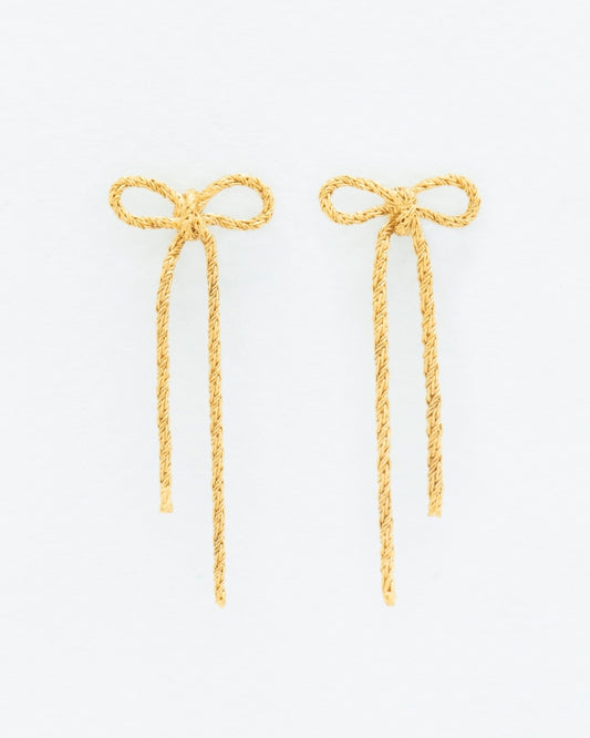 THIN STUD EARRINGS WITH RIBBON | GOLD
