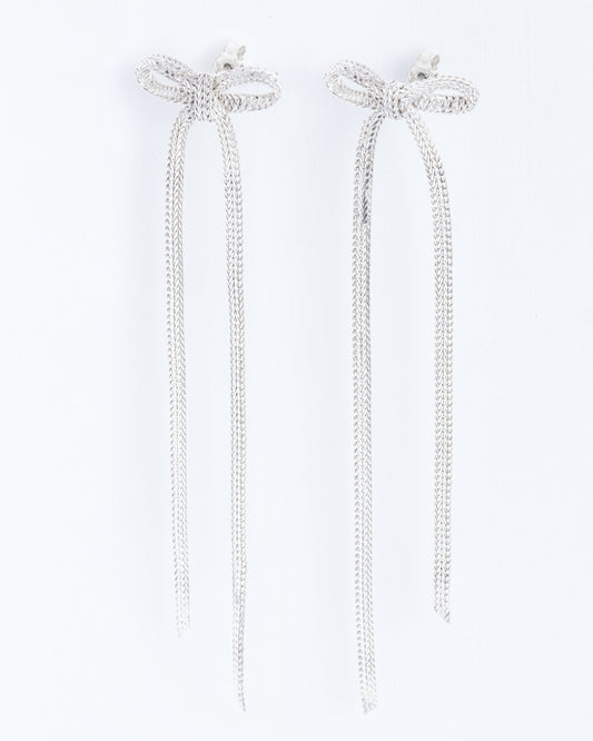 MEDIUM STUD EARRINGS WITH RIBBON | SILVER