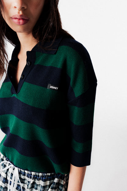 JEAN 3/4 SLEEVE KNITTED POLO