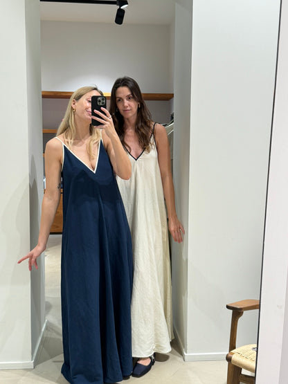 DOMINIC dress | ECRU-NAVY
