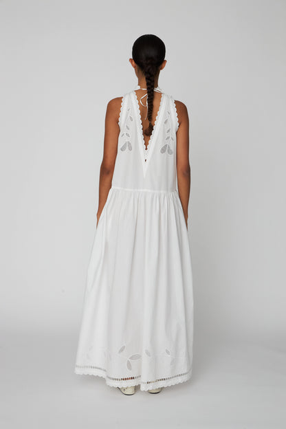 EMBROIDERY ANGLAISE MAXI DRESS | OFF-WHITE