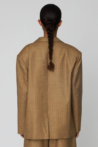 PIN STRIPED BLAZER | KHAKI