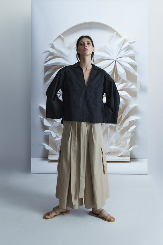 EXTRA WIDE BELTED PANTS | SAND