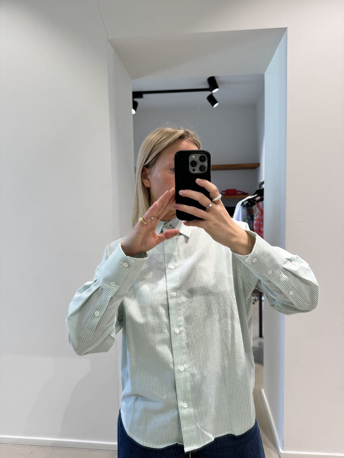 BENEDICT blouse | MINT STRIPES