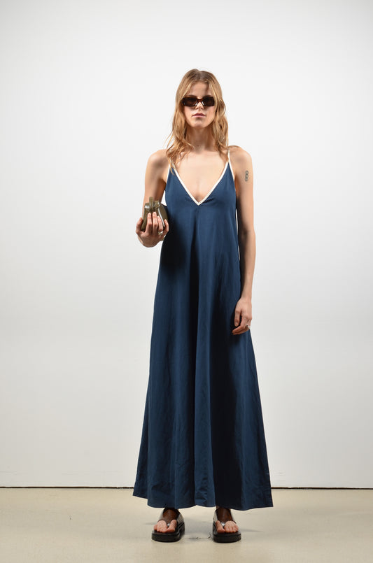 DOMINIC dress | NAVY-ECRU
