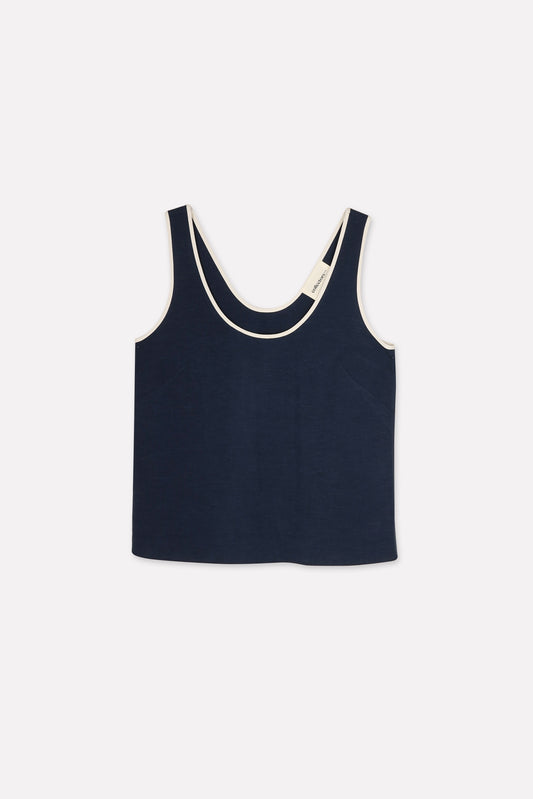 TOWER top | NAVY-ECRU