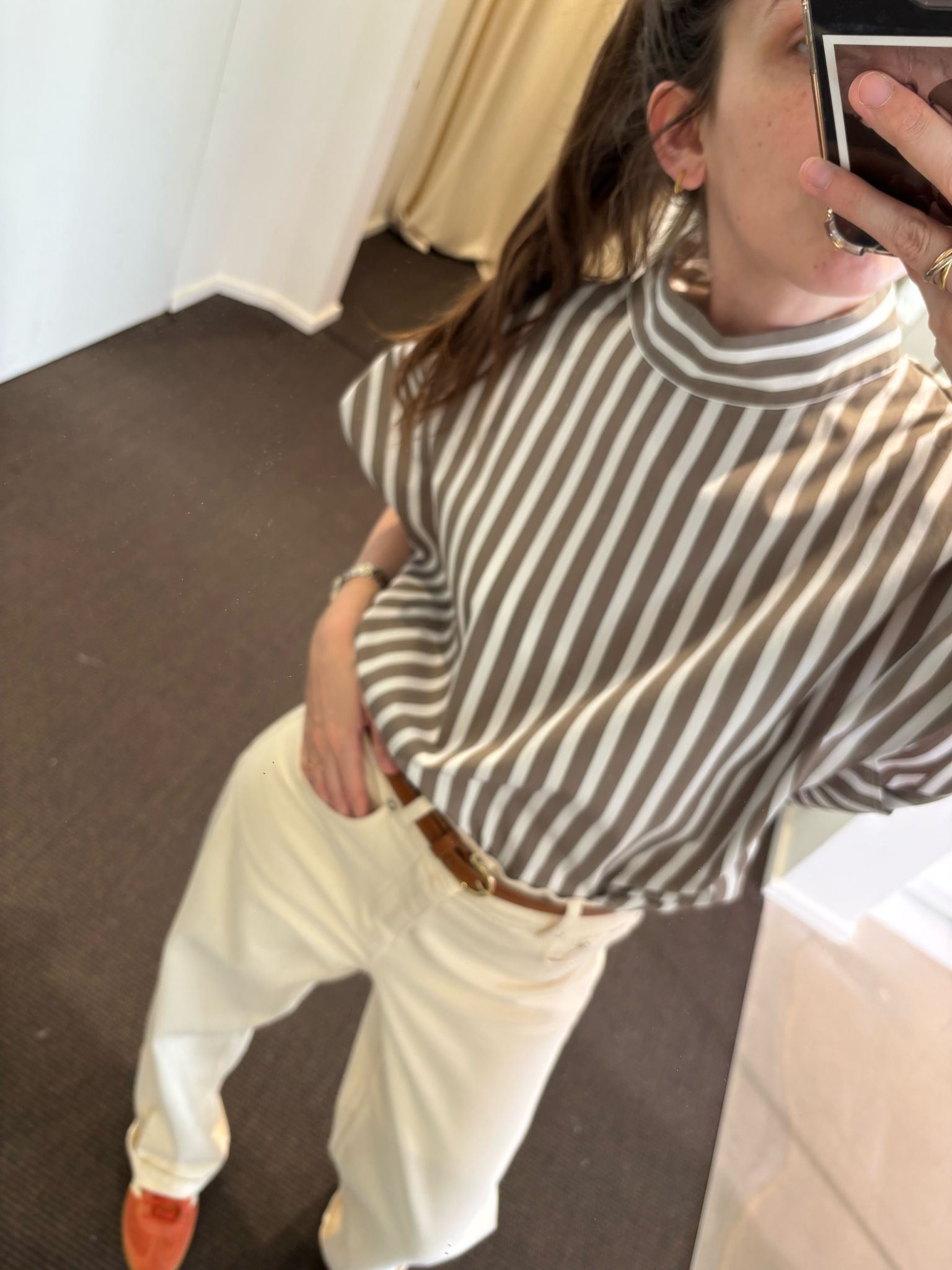 TUBA top | OLIVE STRIPES
