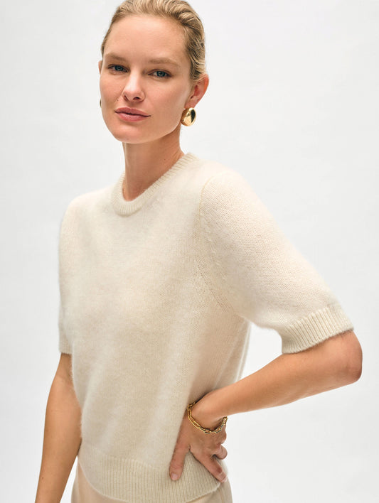 BRUSHED CASHMERE TEE | IVORY